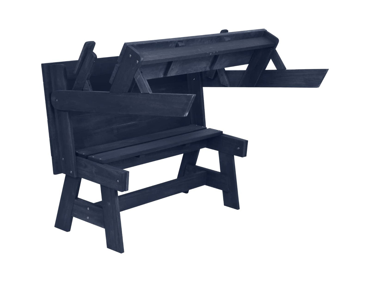 Furniture 321 Garden Hardwood Convertible Folding Picnic Table Bench 2 in 1 Made from Eucalyptus Wood in Blue