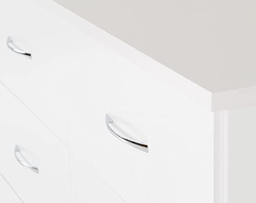 A T Seconique Nevada 6 Drawer Wide Chest in White Gloss