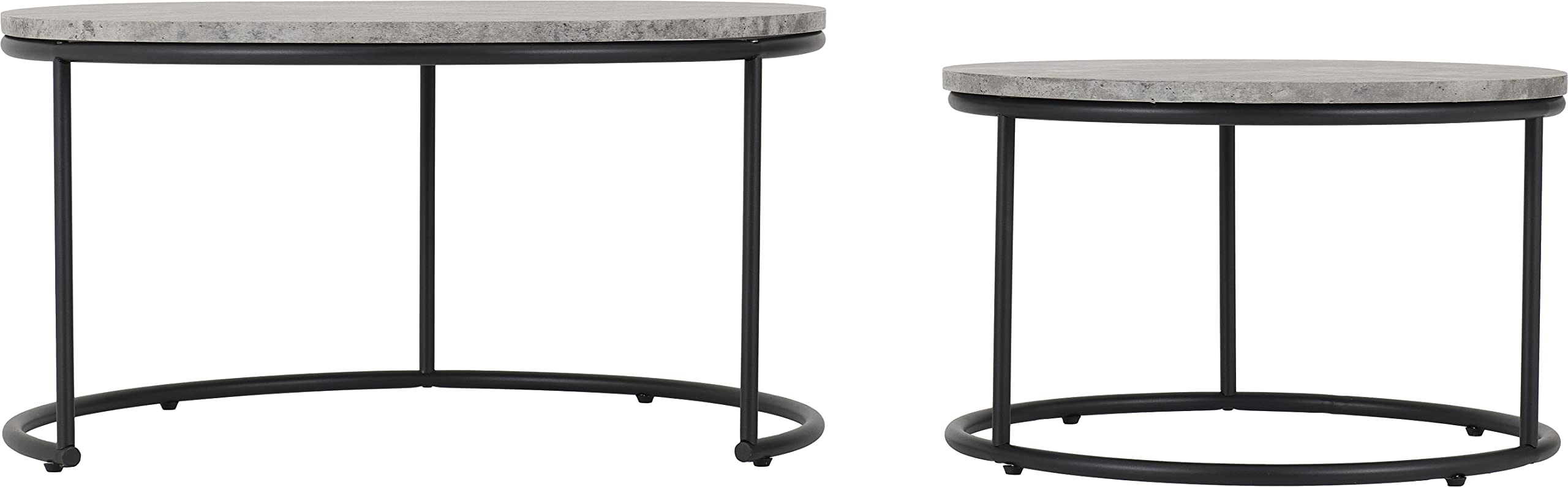 Seconique Athens Round Coffee Table Set in Concrete Effect