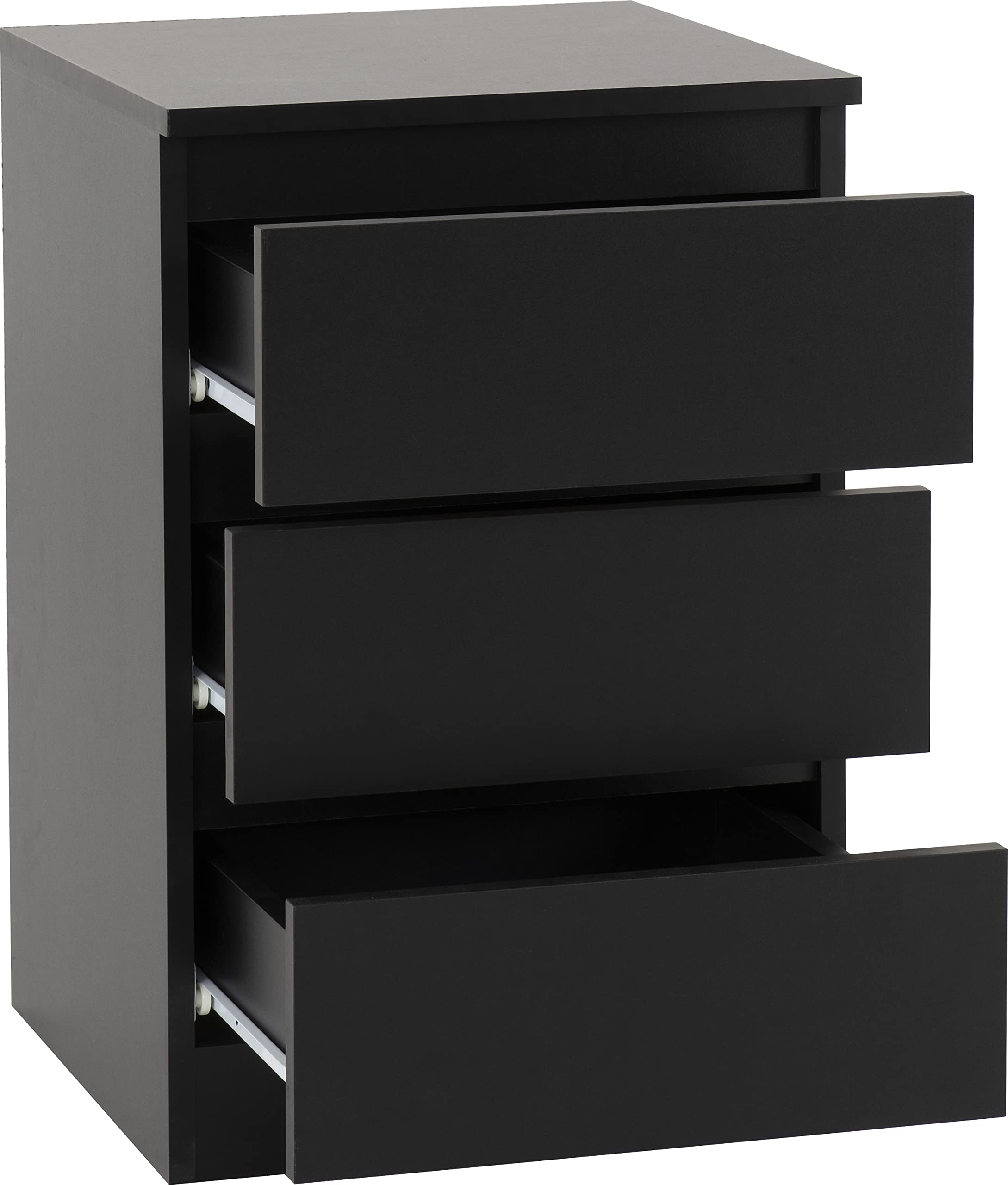 Seconique Malvern 3 Drawer Bedside in Black