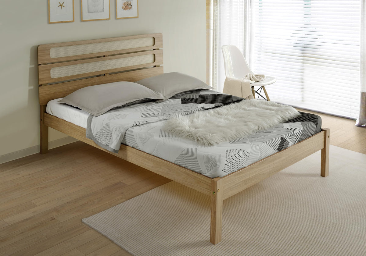 Seconique Santana 5' Bed in Light Oak/Rattan Effect - King Size