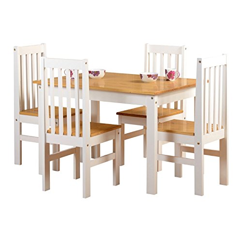 Andover Mills Rectangular Dining Table Set - Sturdy, Pleasant Made from Solid Pine Wood, With 4 Slat Back Chairs
