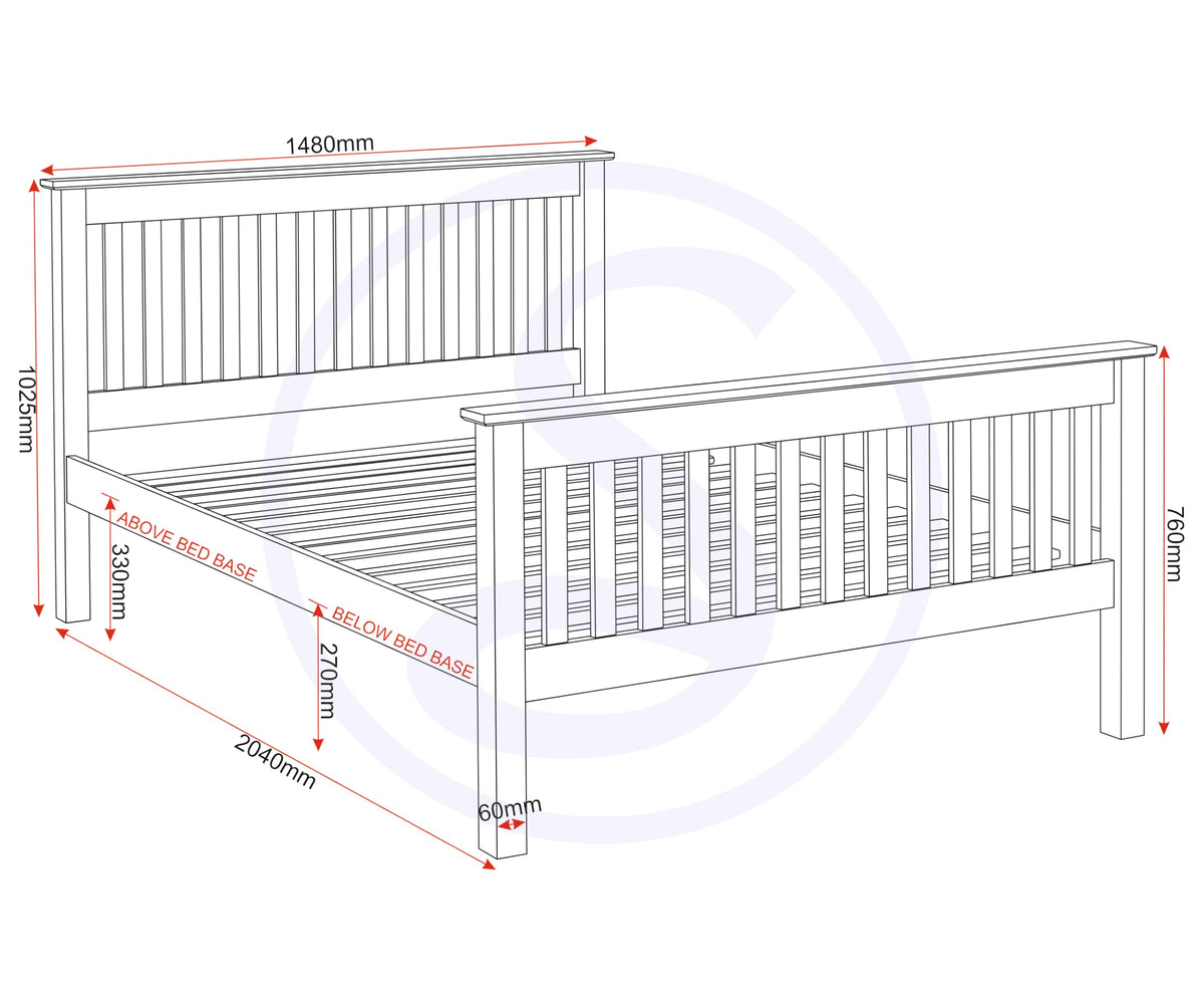 Seconique Monaco 4'6" Bed High Foot End in Grey/Oak Effect Double Bed
