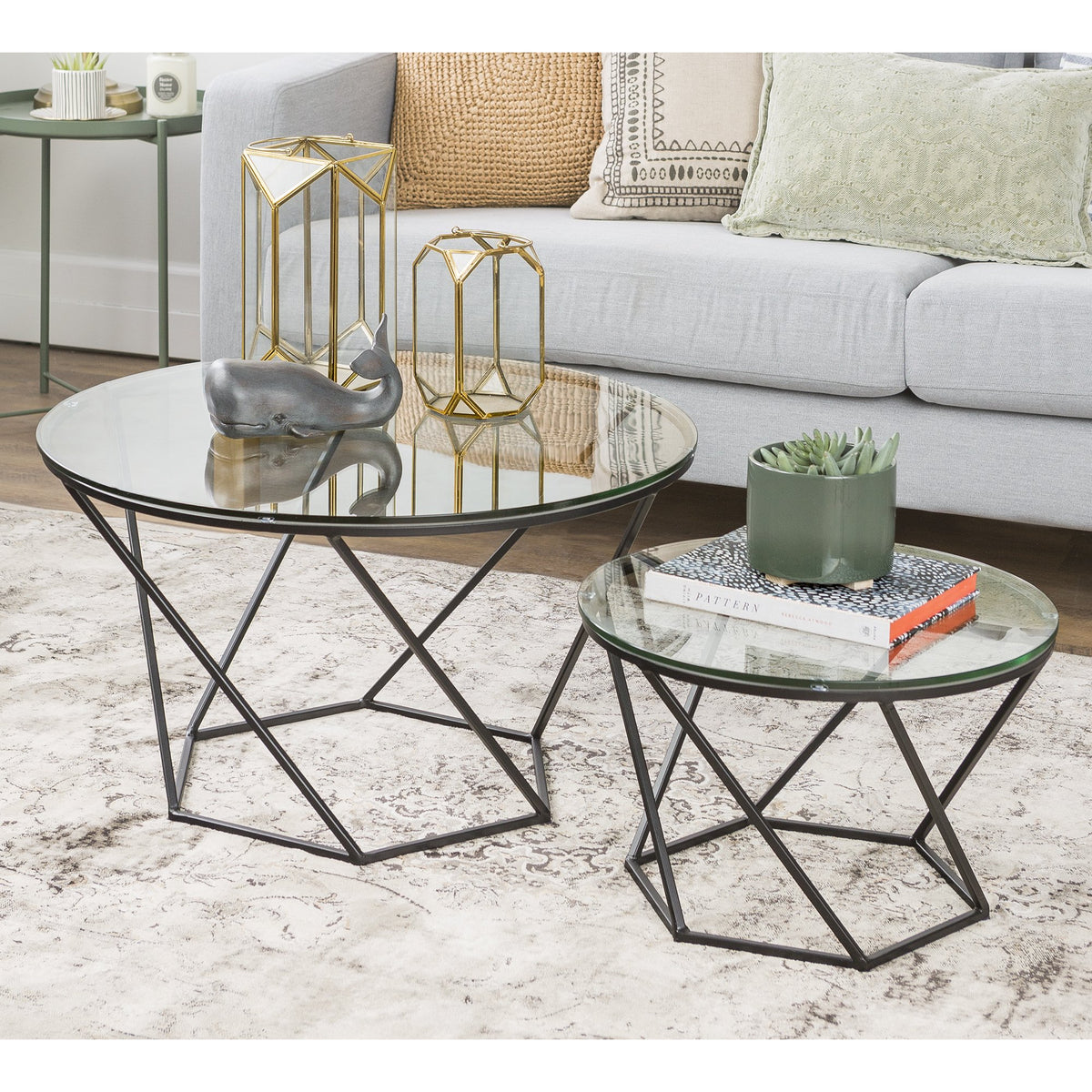 WE Furniture Mid Century Modern Wood Nesting Tables for Living Room Bedroom Home Office