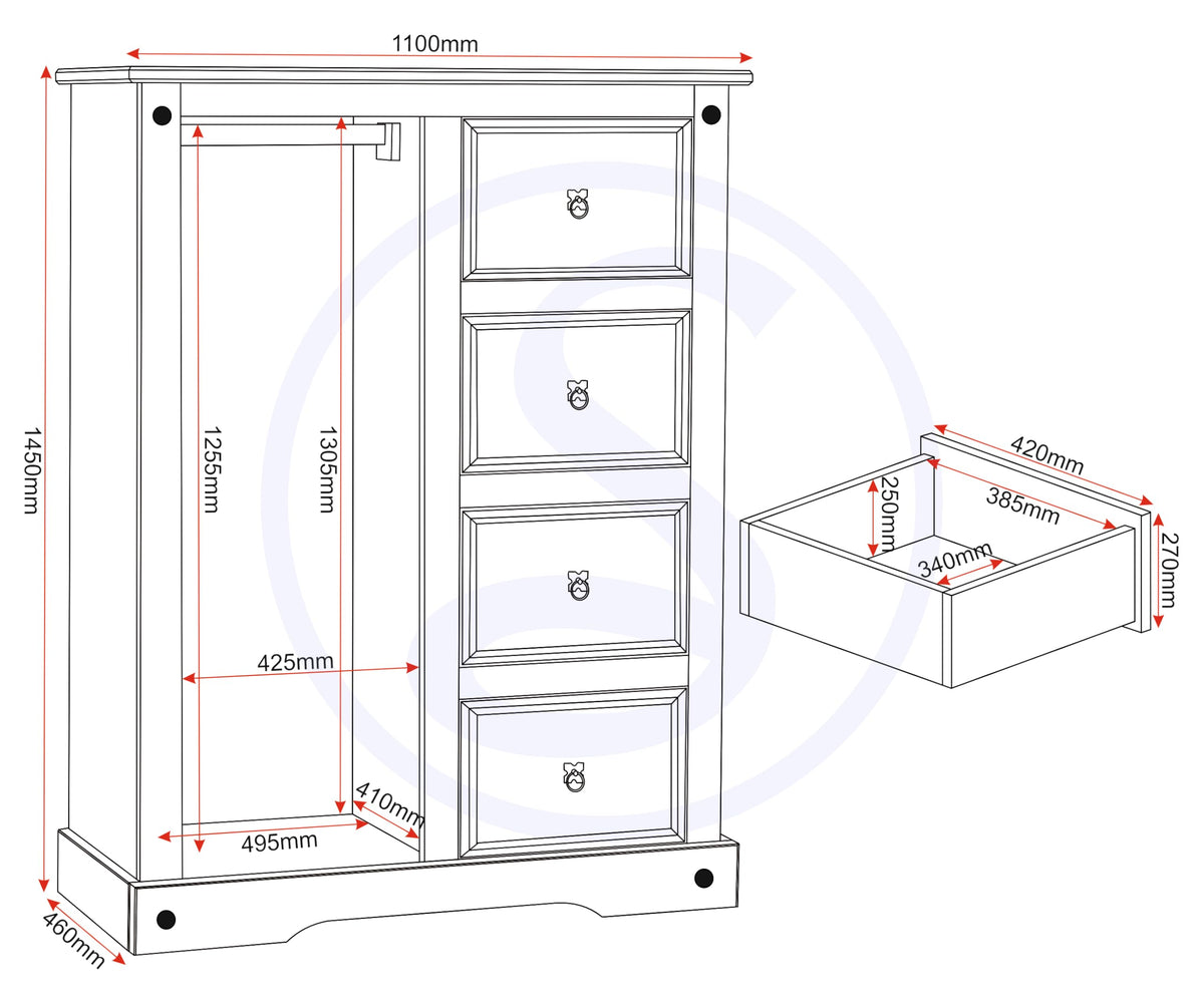 Seconique Corona 3 Door Wardrobe