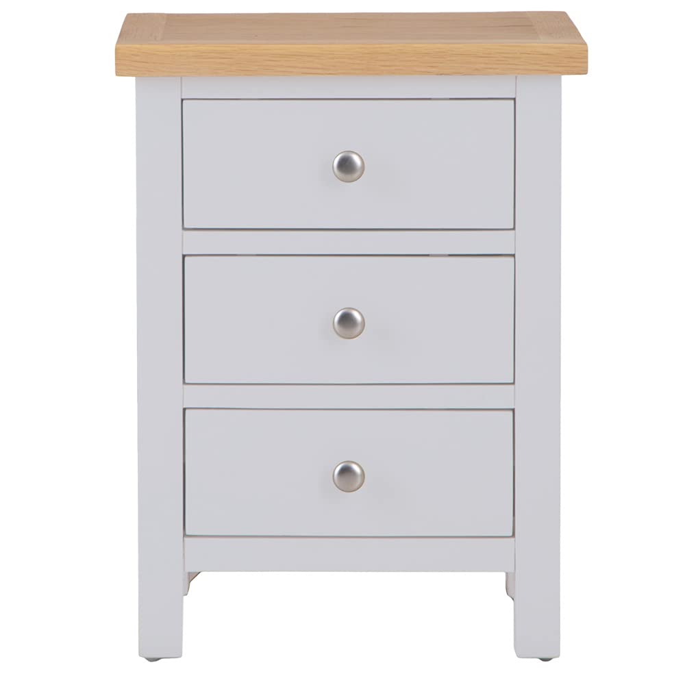 The Furniture Outlet Salisbury Grey Painted Oak 3 Drawer Bedside Table