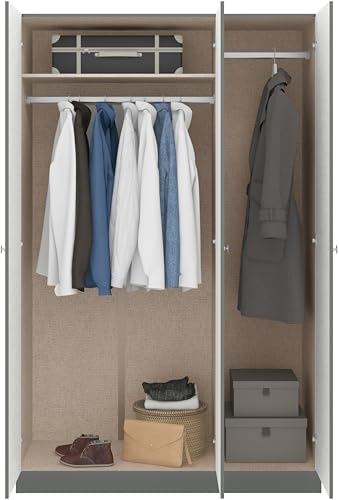 Seconique Denver 3 Door Wardrobe in Grey Gloss