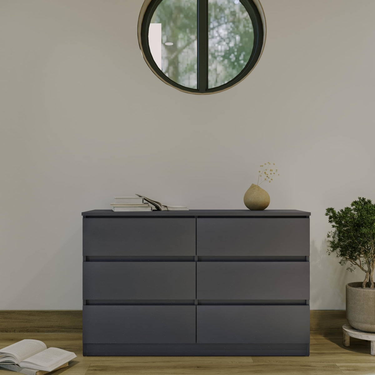 Seconique Malvern 6 Drawer Chest in Grey