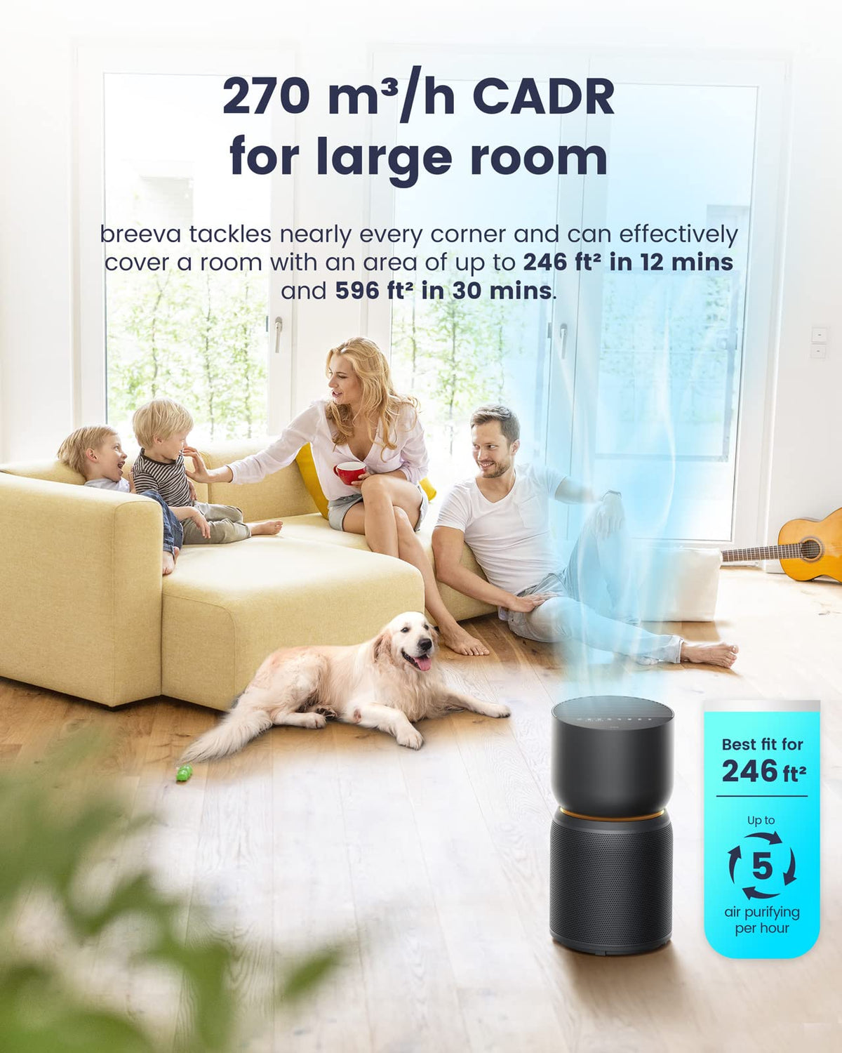TCL Breeva Smart Air Purifier, True HEPA (H13), Removes 99.97% of Dust/Bacteria/Odors & More, App & Voice Control, Auto Shield, Quiet, White