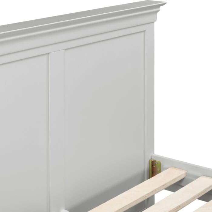Furniture 321 Bordeaux 4'6" Double Bed Frame Pebble Grey Matt Finish Wooden Panelled Headboard & Footboard Strong Slatted Base Centre Support UK Double Bed 135x190cm