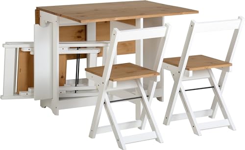 Furniture 321 Santos Butterfly Dining Set with 4 Folding Chairs White & Pine