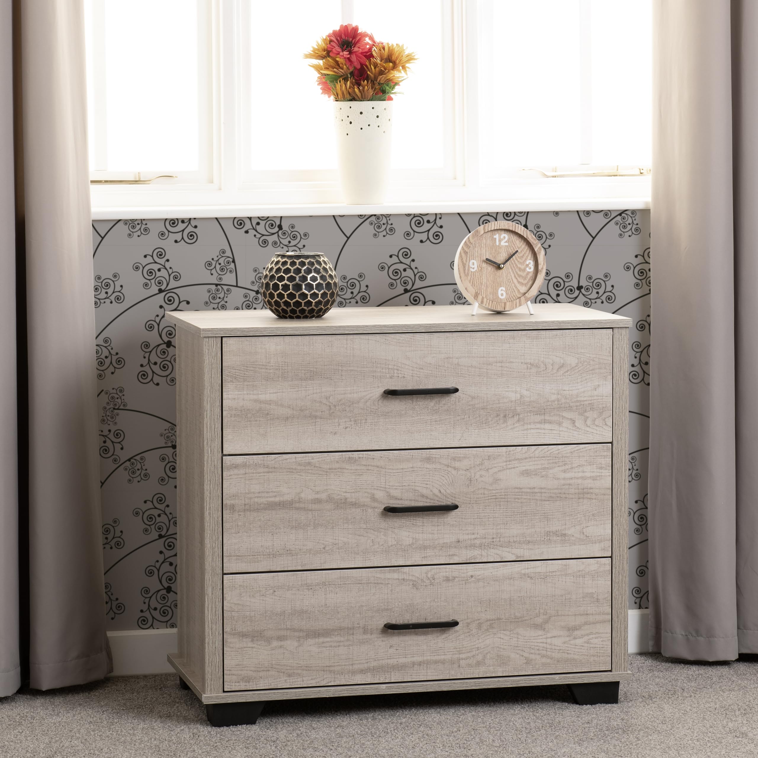 Seconique Oliver 3 Drawer Chest in Light Oak Effect