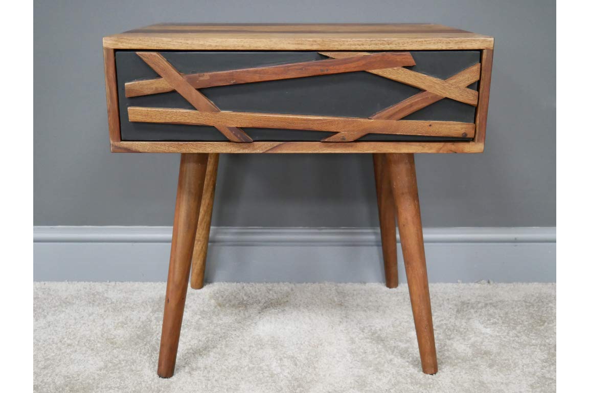 Beautiful Sheesham Wood Bedside Cabinet Table Bedroom Furniture
