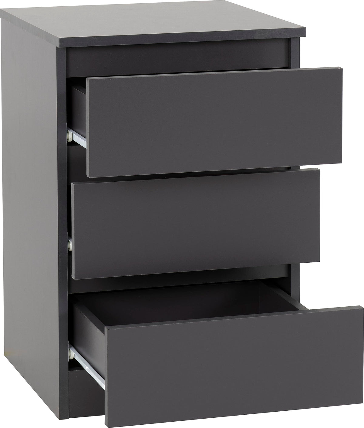 Seconique Malvern 3 Drawer Bedside (PAIR) in Grey