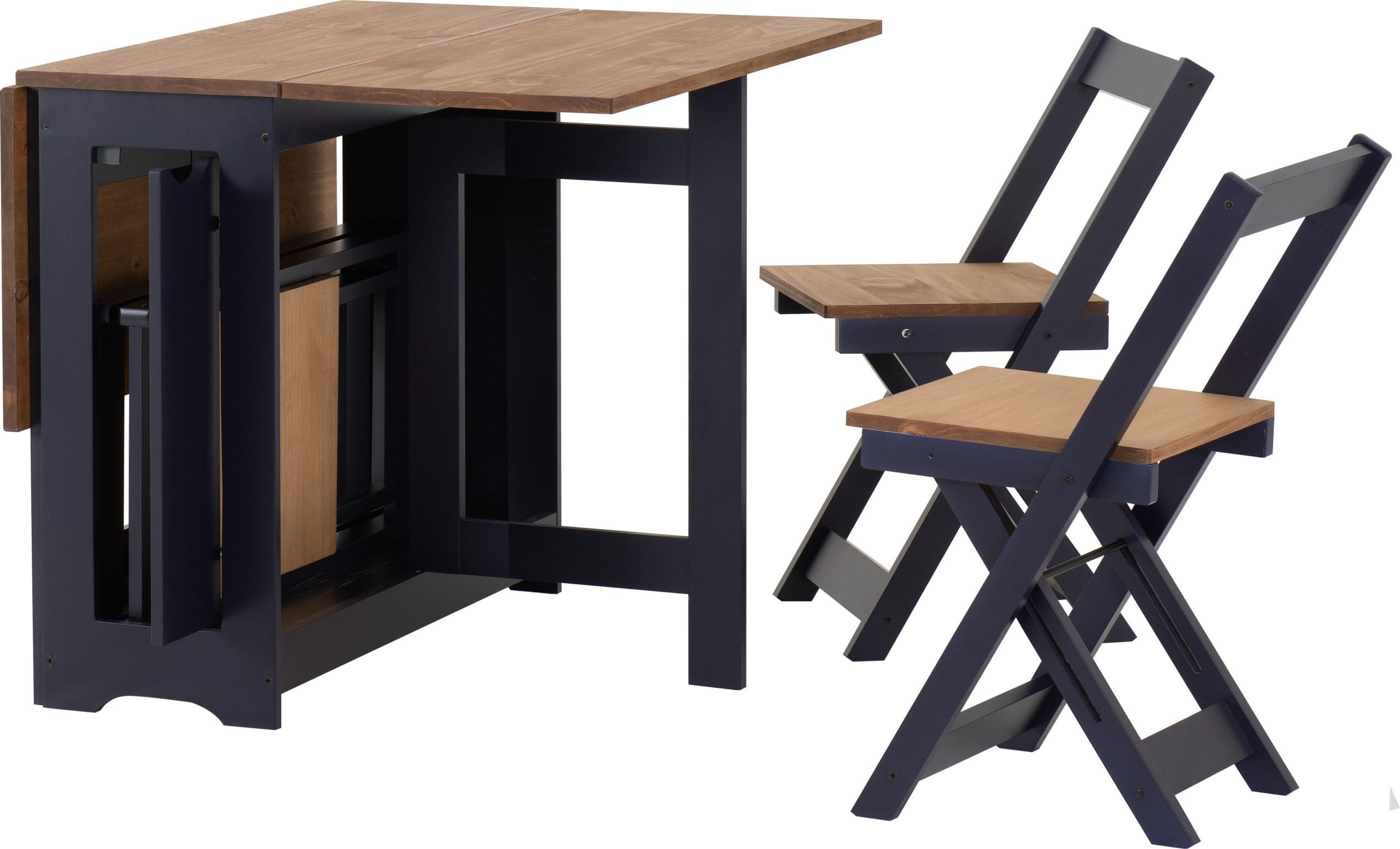Furniture 321 Space-Saving Santos Folding Drop-Leaf Butterfly Dining Set with 4 Foldaway Chairs