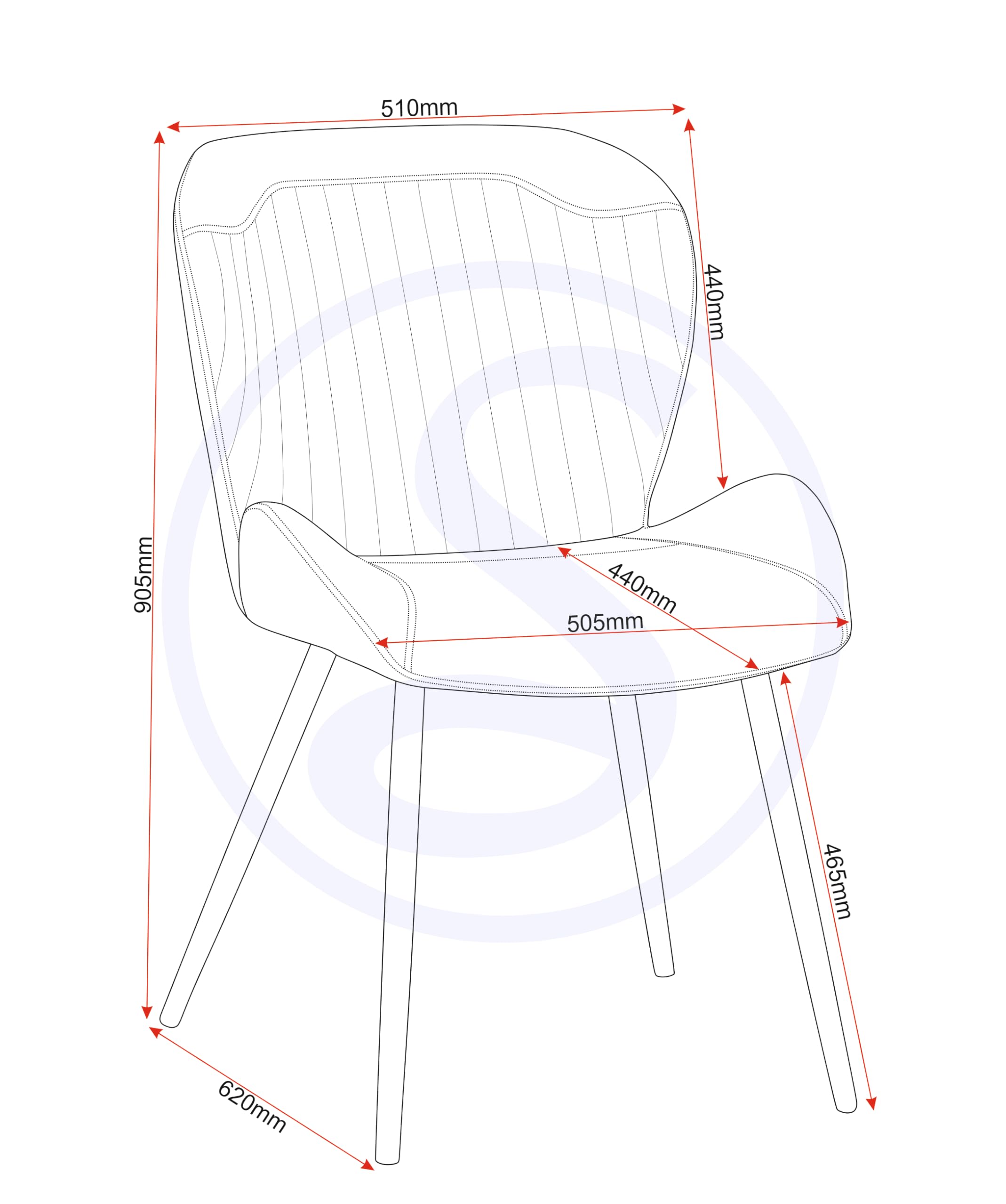 Seconique Quebec Dining Chair Set of 4 in Grey Pu