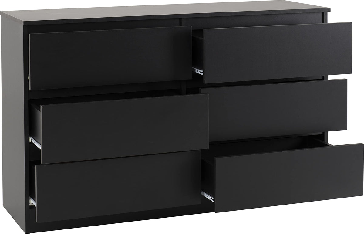 Seconique Malvern 6 Drawer Chest in Black