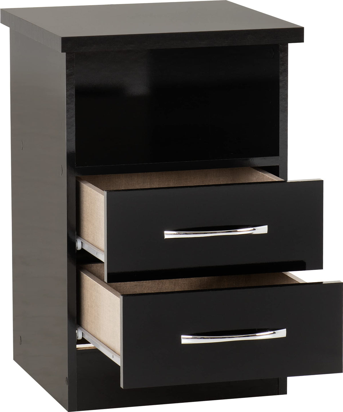 Seconique Nevada 2 Drawer Bedside in Black Gloss