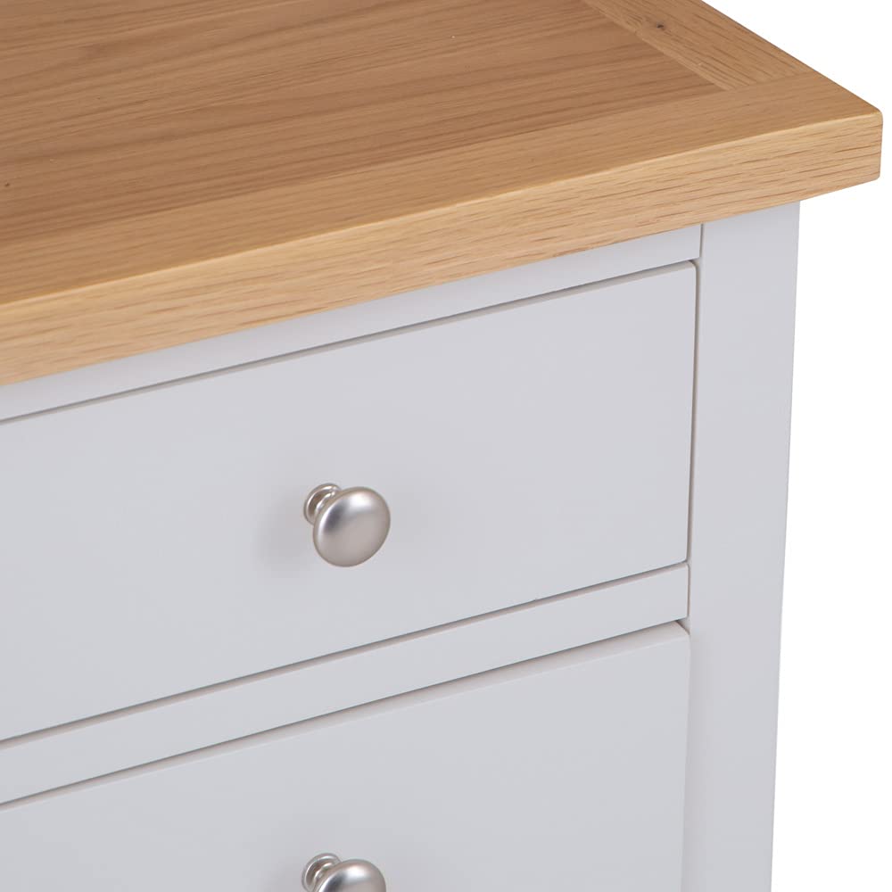 The Furniture Outlet Salisbury Grey Painted Oak 3 Drawer Bedside Table
