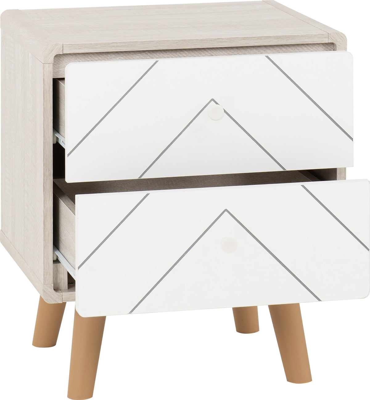 Seconique Dixie 2 Drawer Bedside in Dusty Grey/White