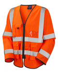 Leo Workwear Wrafton Knitted Polyester Hi-Vis Superior Sleeved Waistcoat, Small, Hi-Vis Orange