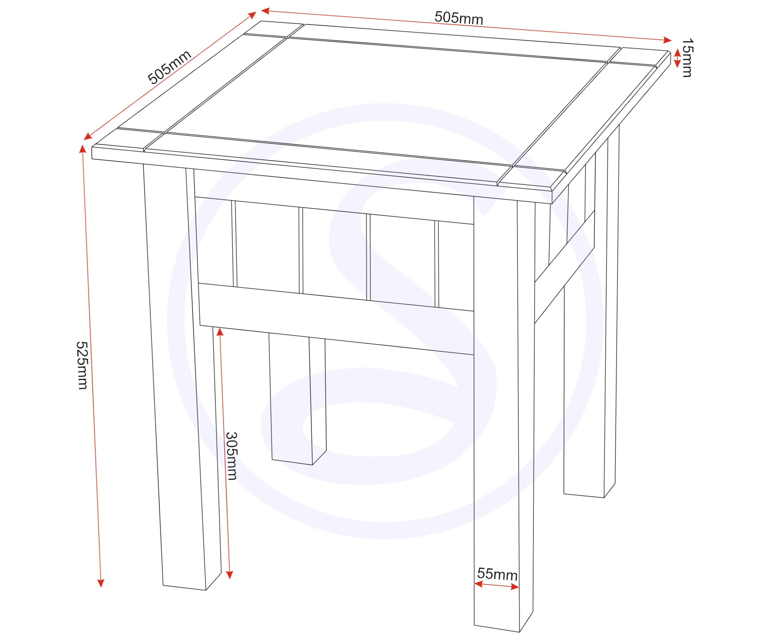 Seconique Lamp Table, Engineered Wood, White/Natural Wax, W 505mm x D 505mm x H 525mm