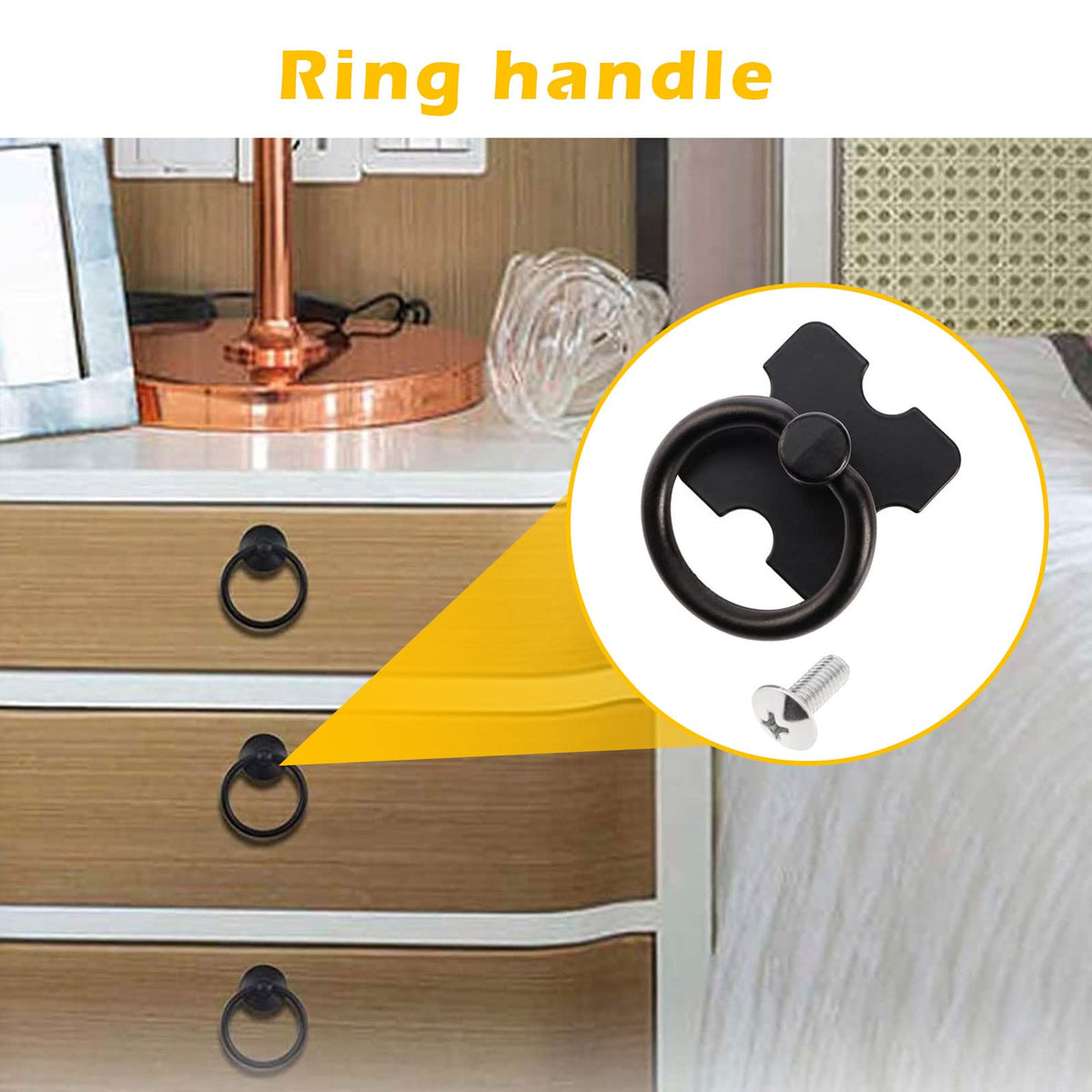 LQKYWNA 8 PCS Black Drawer Handles, Vintage Drawer Knobs Pulls Handles with Mounting Screws, Black Knobs for Cupboards