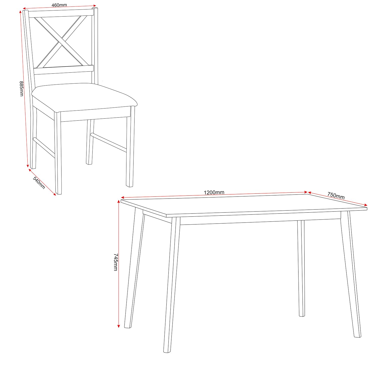 Seconique Balfour 1+4 Dining Set in White/Oak Effect/Grey Fabric
