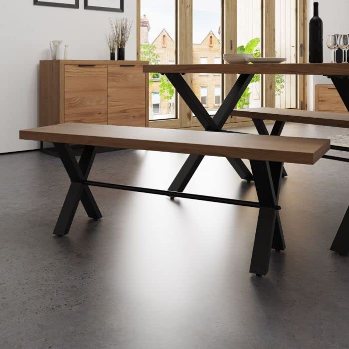 Isambard Dining Table, Wood, Metal, Oak, 1.3 m