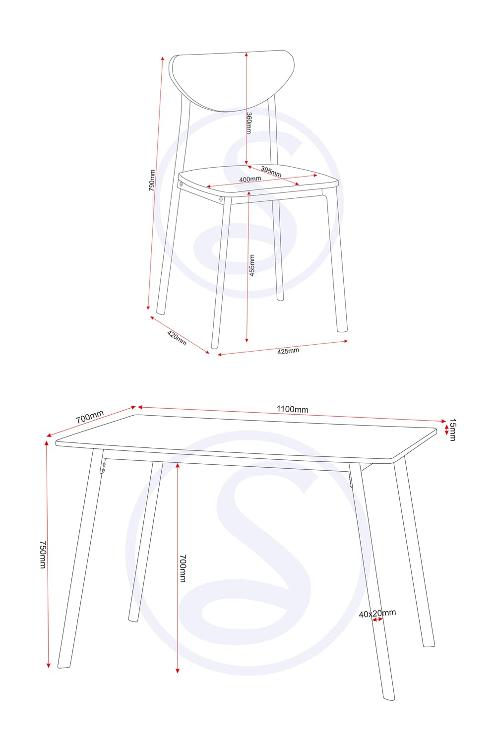 Seconique Riley Large Dining Set with 4 Dining Chairs in White/Light Oak Effect Veneer