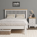Ivory Double Bed Frame with Oak Trim by Seconique