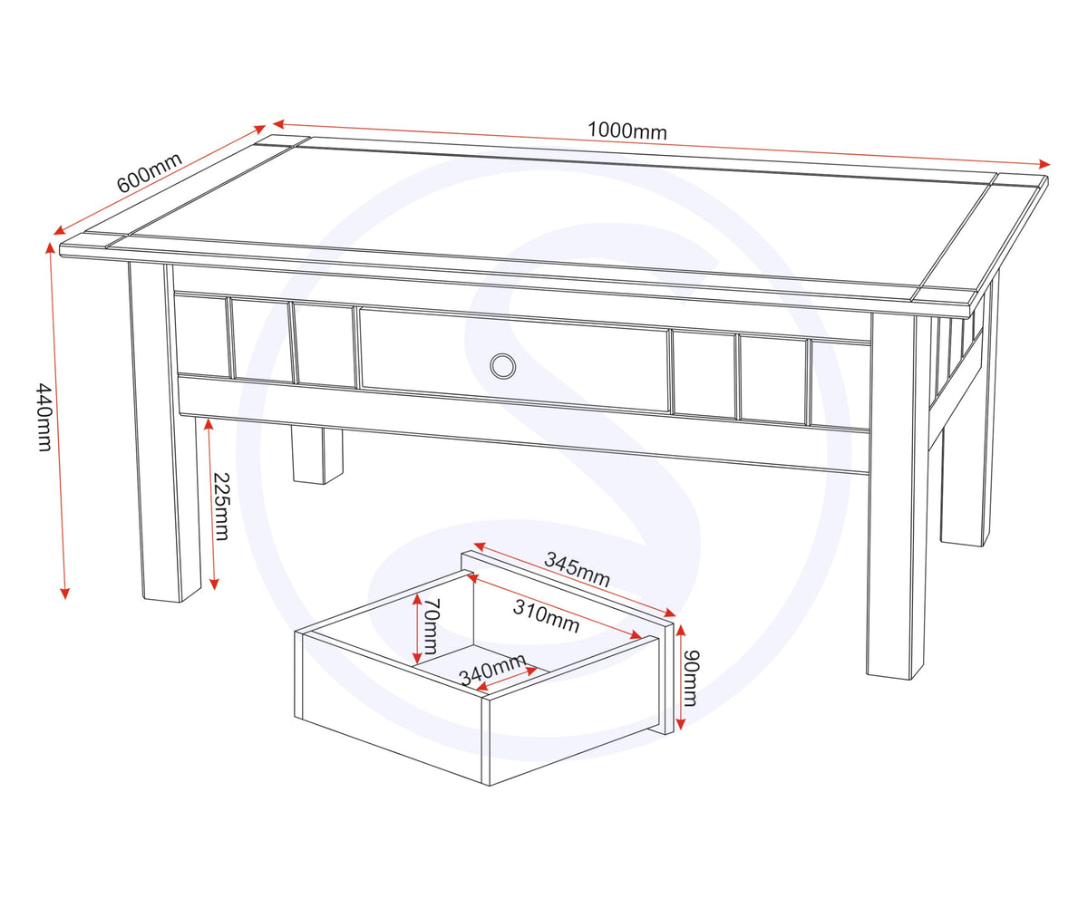 Seconique Panama 1 Drawer Coffee Table in Natural Wax