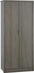 OSFO Lisbon 2 Door Wardrobe - Black Wood Grain Light Oak Effect Available, Black Wood Grain