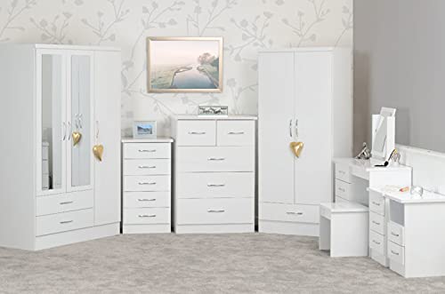 Furniture 321-4 Door 2 Drawer Mirrored Wardrobe White Gloss (No Delivery To Flats)