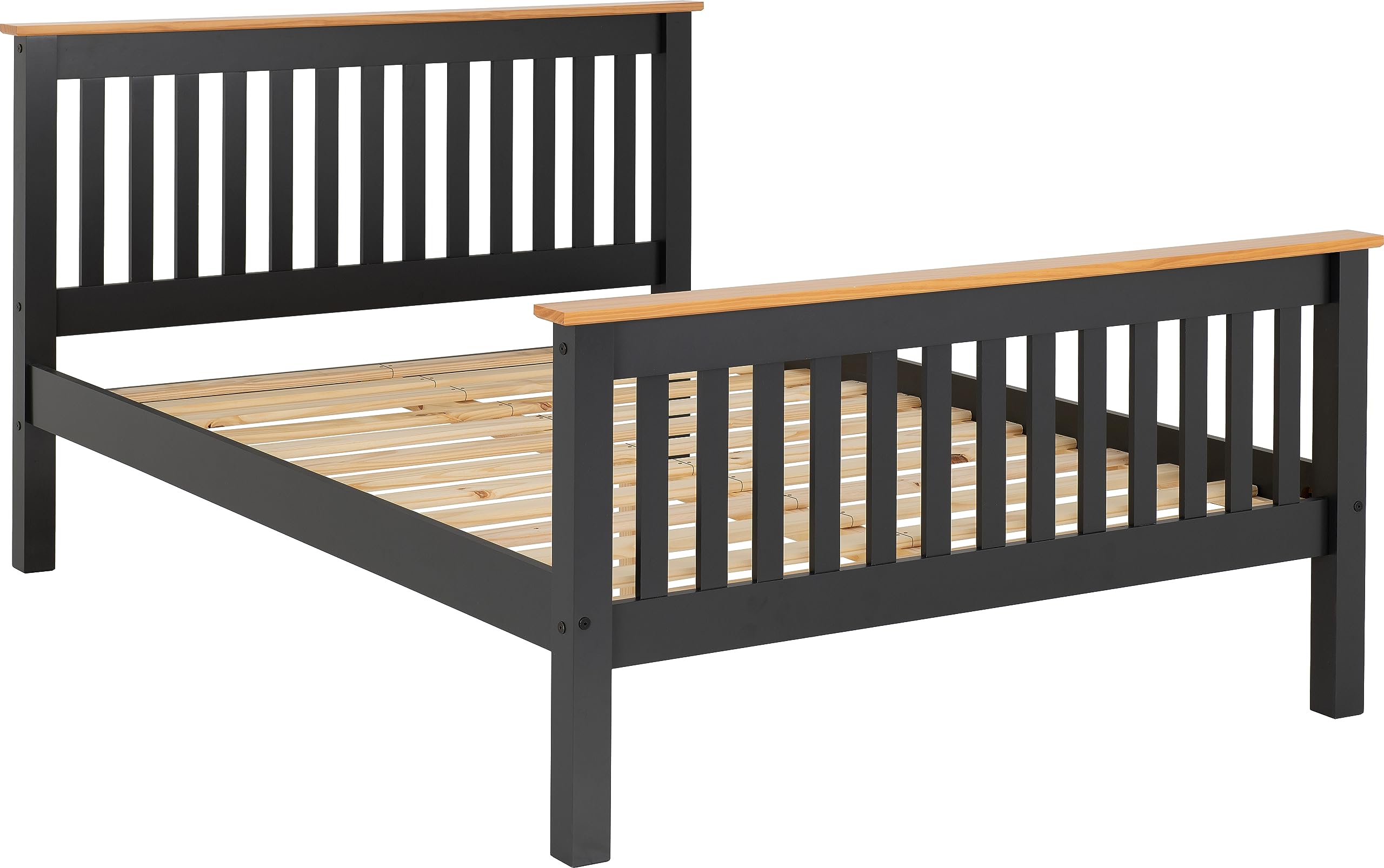 Seconique Monaco 4'6" Bed High Foot End in Grey/Oak Effect Double Bed