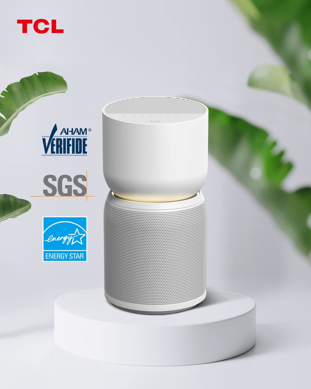 TCL Breeva Smart Air Purifier, True HEPA (H13), Removes 99.97% of Dust/Bacteria/Odors & More, App & Voice Control, Auto Shield, Quiet, White