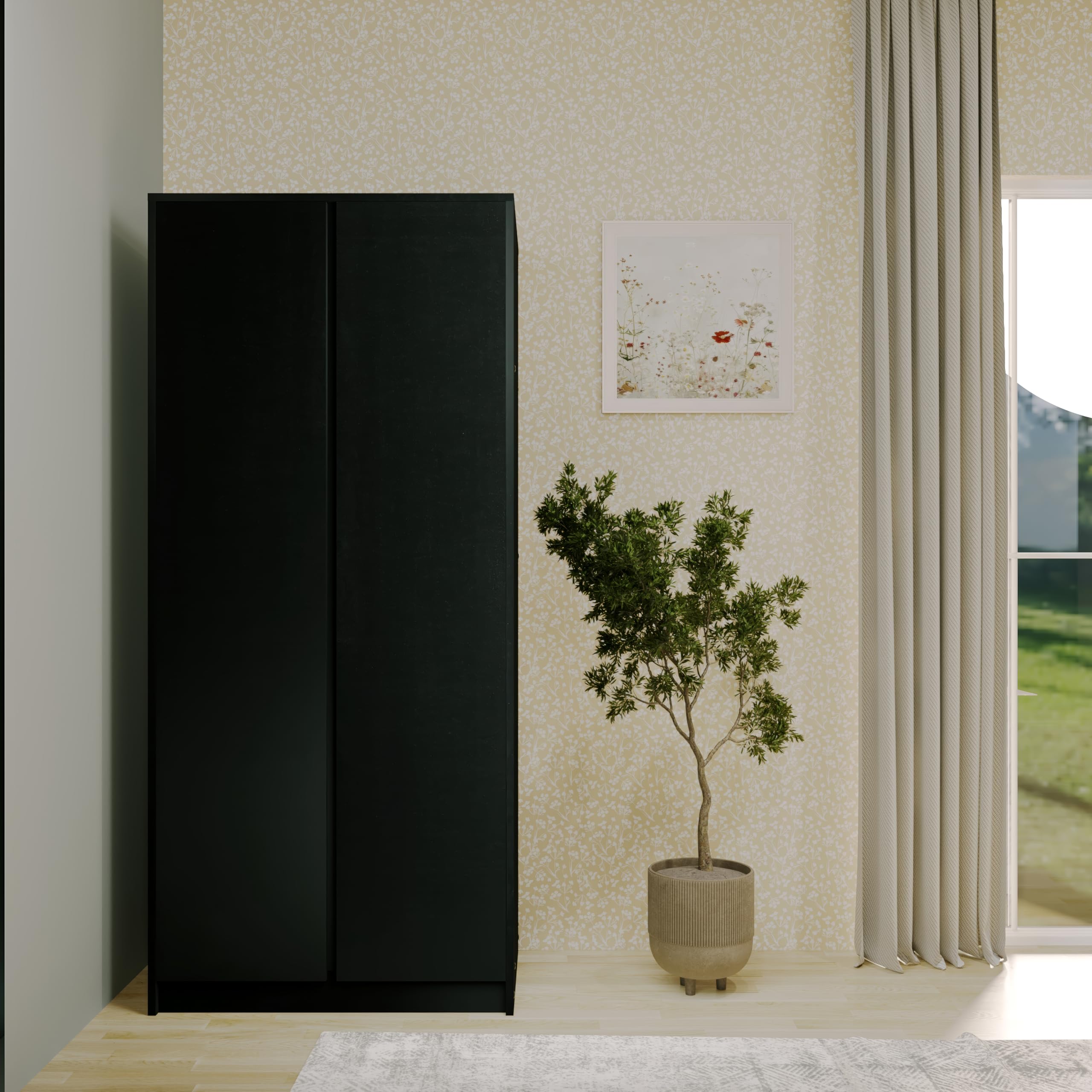 Seconique Malvern 2 Door Wardrobe in Black