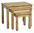 Seconique Solid Pine Nesting Tables - Manufactured From Solid Pine - Distressed Waxed Pine Finish