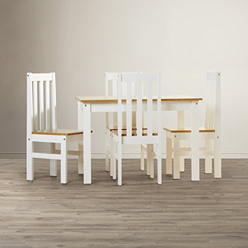 Andover Mills Rectangular Dining Table Set - Sturdy, Pleasant Made from Solid Pine Wood, With 4 Slat Back Chairs