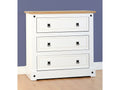 Seconique Corona 3 Drawer Chest in White/Distressed Waxed Pine