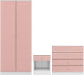 Denver Trio Children's Bedroom Furniture Set, 3 Piece, Wardrobe, Chest of Drawers and Bedside Table (White/Pink Gloss)