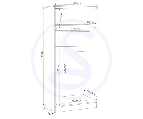 Seconique Malvern 2 Door Wardrobe in Grey