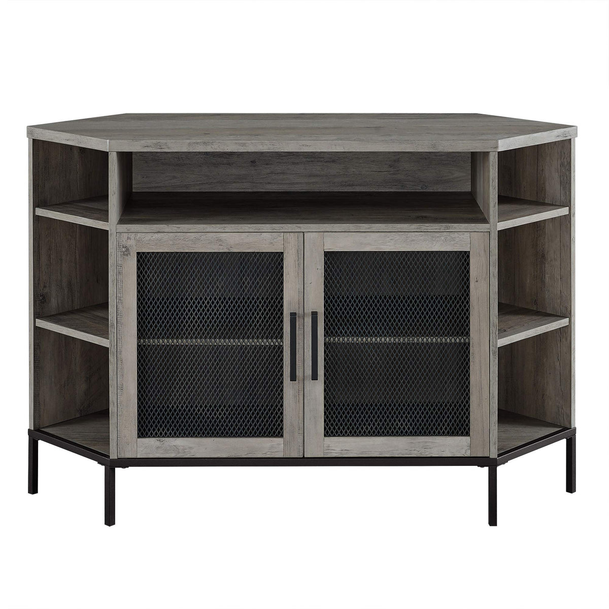 WE Furniture 48" Industrial Mesh Door Corner TV Console