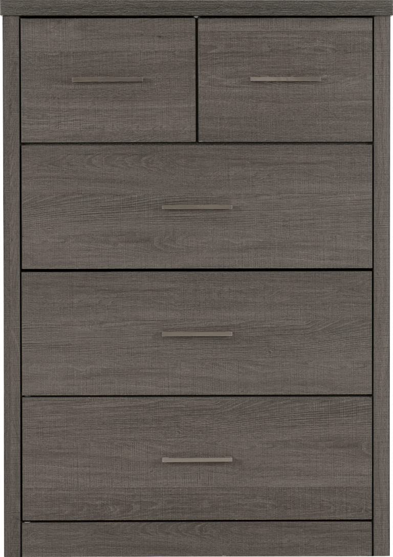 A T Seconique Lisbon 3+2 Drawer Chest in Black Wood Grain