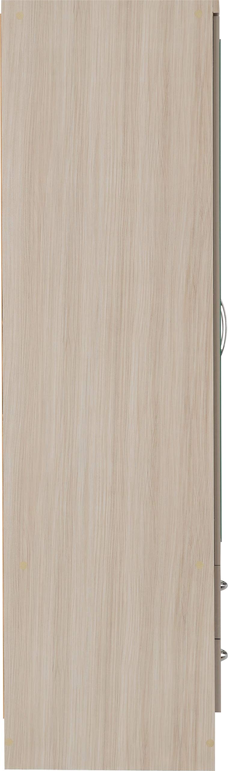 A T Seconique Bedroom Wardrobes - Nevada 4 Door 2 Drawer Mirrored Wardrobe with 2 Hanging Rails and A Shelve in Oyster Gloss/Light Oak Effect Veneer.