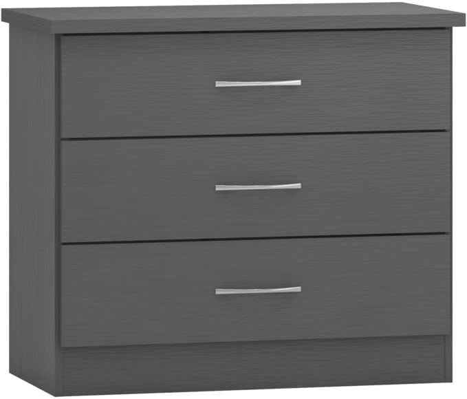 Kelsey Stores Nevada Chest Of Drawers 3 Drawer Storage Cabinet Chest With Metal Handles