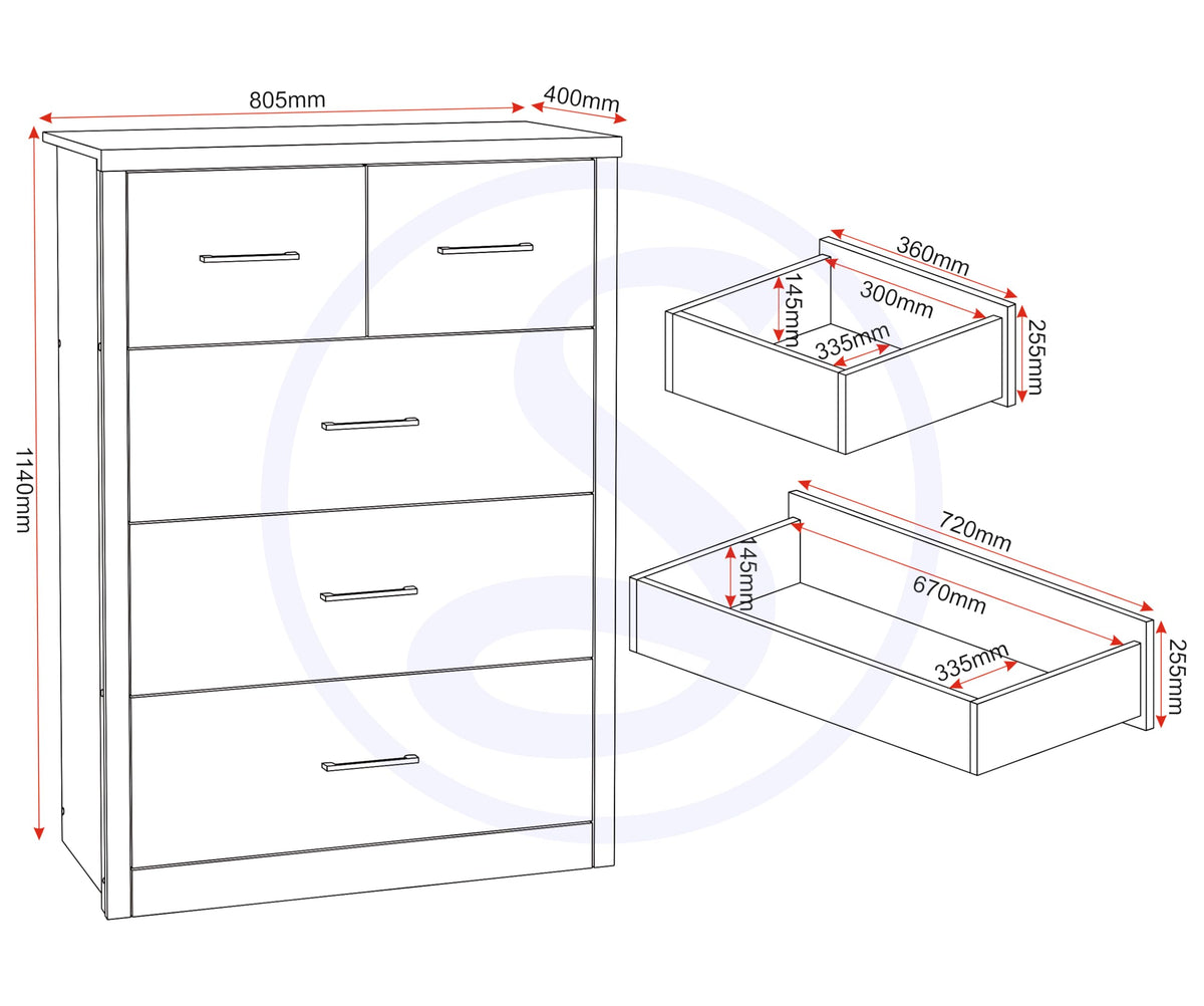 Seconique Lisbon 3 Drawer Chest
