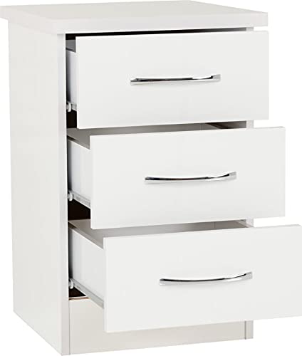 A T Seconique 3 Drawer Bedside Tables Chests Nightstands – Nevada 3 Drawer Bedside Cabinet/Table/Chest Nightstand in White Gloss