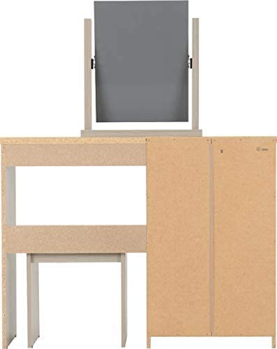 Dressing Table Set, Four Drawers, a Stool and a Small Mirror,Grey