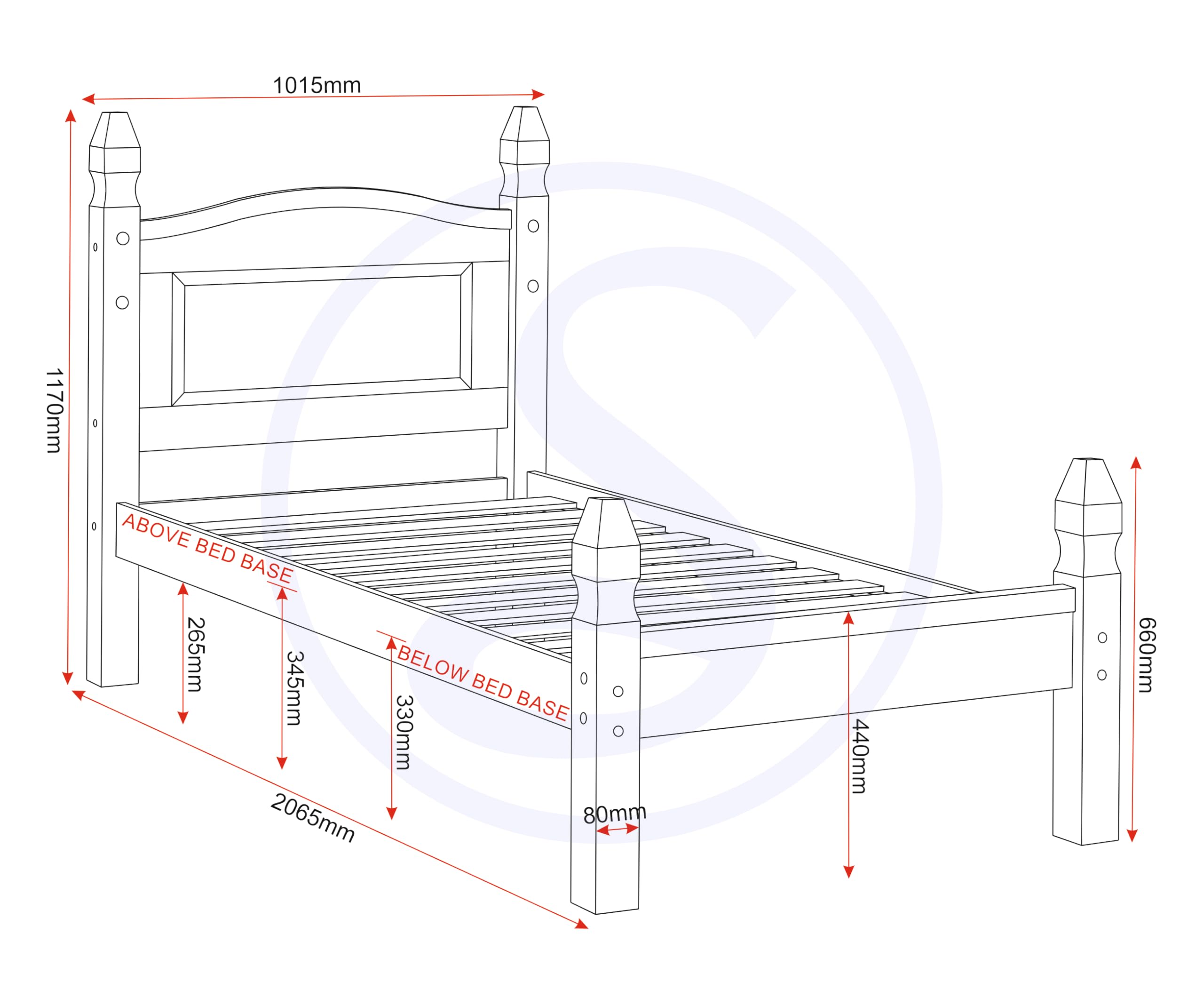 Seconique Corona 3 Feet Bed High Foot End